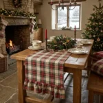 Runner vintage tartan nuvole di stoffa