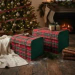 Baule tartan nuvole di stoffa