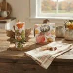 Strofinaccio autunnale con decorazione in legno blanc mariclò