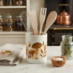 Portautensili con 4 utensili in legno funghi