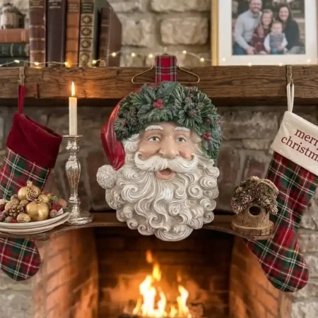 Targa testa babbo natale nuvole di stoffa