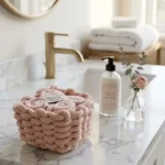 Set 4 lavette con cestino rosa