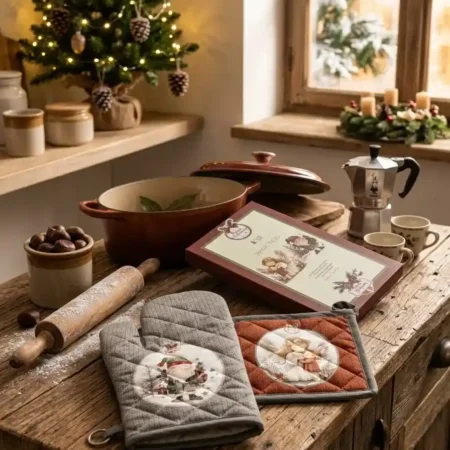 Guanto con presina e scatola gnomo/angelo regalo nuvole di stoffa