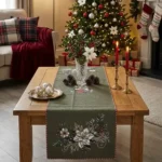 Runner 45x140 cm fiori verde gobelin