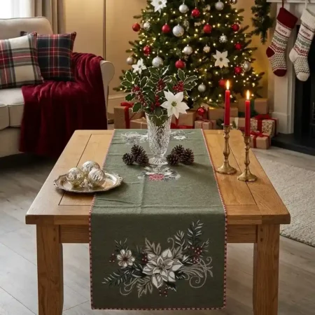 Runner 45x140 cm fiori verde gobelin