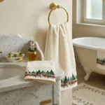Coppia asciugamani alberi avorio Natale