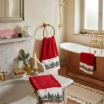 Coppia asciugamani alberi rosso Natale