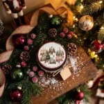 Candela con scatola in latta mercatino di Natale