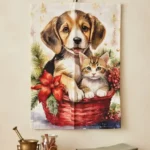 Strofinaccio cane e gatto con stelle di natale